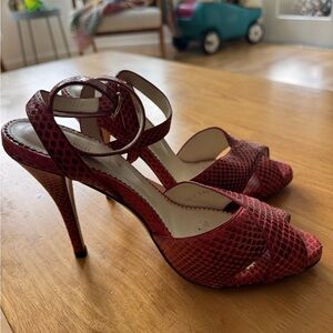 Yves Saint Laurent Red Snakeskin Heels